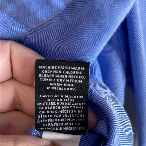Kirkland Signature Mens Herringbone Non Iron  Button-Down Shirt Oxford Blue 16.5 - Picture 10 of 14